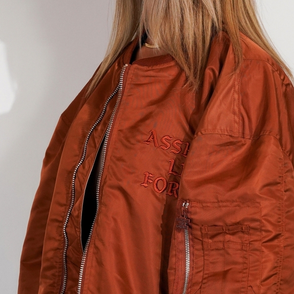 NWT Assholes Live Forever Brown Tan Reversible Bomber Jacket ALF Unisex Size 2XL - Picture 7 of 15